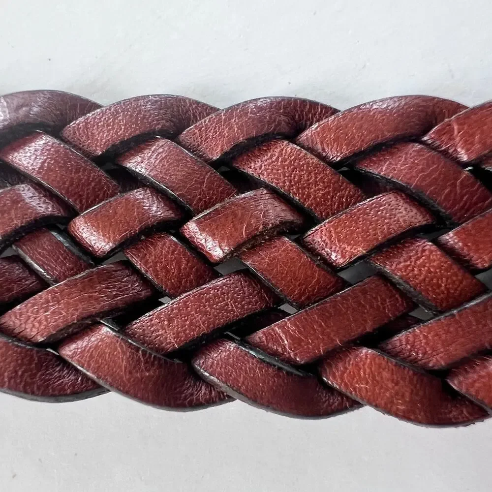 Coach Brown Braided Woven Leather Belt Made in Turkey 40” Boho Classic